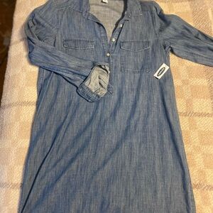 Old Navy Light Blue Casual Button Down Shirt Dress